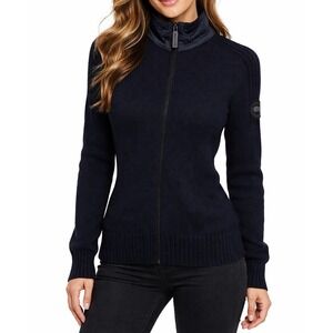 Canada Goose Fulford Merino Wool Knit Sweater Women XS Navy Blue Full Zip Luxury